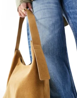 Glamorous Faux Suede Shoulder Tote Bag In Beige For Women -Glamorous Shop 207706044 3