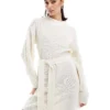 Glamorous Belted Jumper Mini Dress In Bone For Women