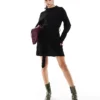 Glamorous Belted Jumper Mini Dress In Black For Women