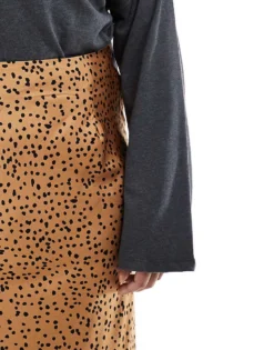 Glamorous Bias Cut Maxi Skirt In Tan Black Spot For Women -Glamorous Shop 208001658 3