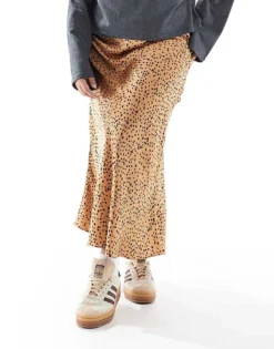 Glamorous Bias Cut Maxi Skirt In Tan Black Spot For Women -Glamorous Shop 208001658 5