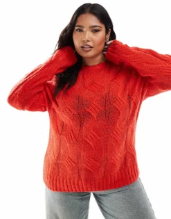 Glamorous Crew Neck Jumper In Red For Women