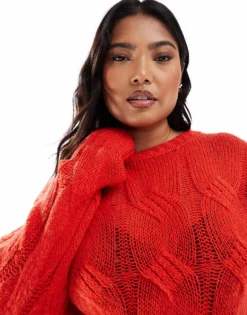 Glamorous Crew Neck Jumper In Red For Women -Glamorous Shop 208001736 3