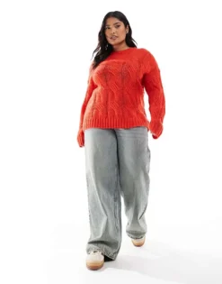 Glamorous Crew Neck Jumper In Red For Women -Glamorous Shop 208001736 4