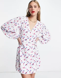 Glamorous Wrap Mini Dress In White Floral For Women -Glamorous Shop 23661677 1 whitefloral 1