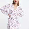 Glamorous Wrap Mini Dress In White Floral For Women