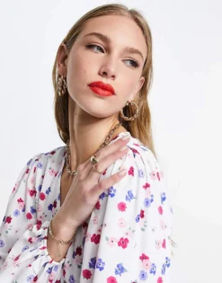 Glamorous Wrap Mini Dress In White Floral For Women -Glamorous Shop 23661677 3